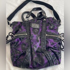 EUC Coach Daisy poppy glam glitter ocelot purple bag